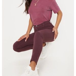 NWOT burgundy disco skinny jeans